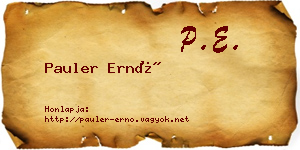 Pauler Ernő névjegykártya